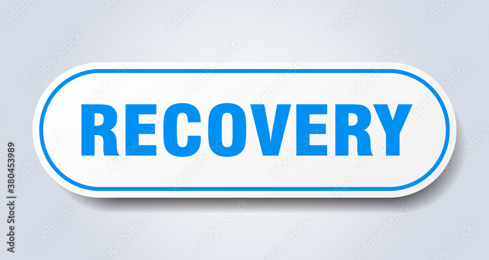 recovery sign. rounded isolated button. white sticker recovery sign. rounded isolated button. white sticker