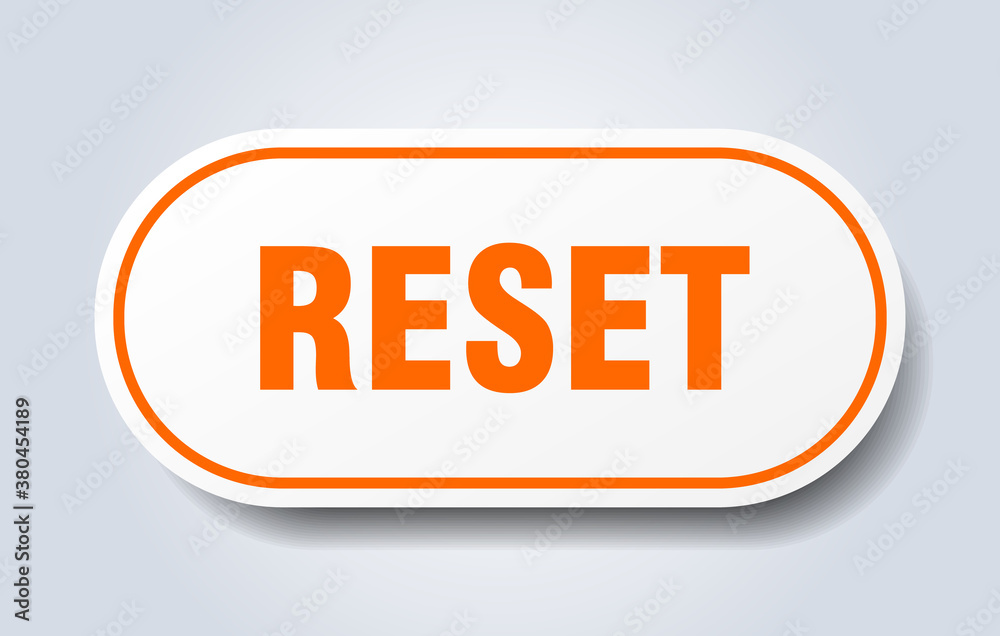 reset sign. rounded isolated button. white sticker reset sign. rounded isolated button. white sticker