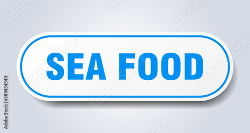 sea food sign. rounded isolated button. white sticker