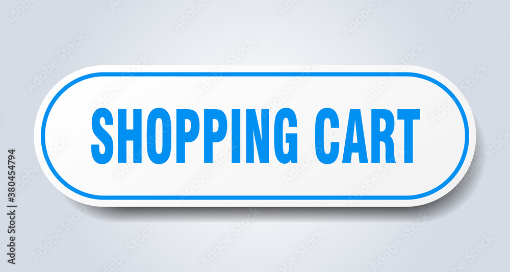 shopping cart sign. rounded isolated button. white sticker shopping cart sign. rounded isolated button. white sticker