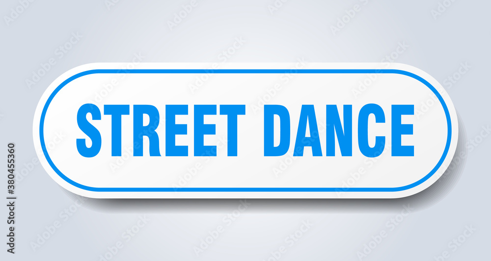 street dance sign. rounded isolated button. white sticker