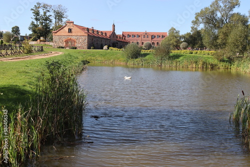 historic complex with vintage buildings in Belarus photo