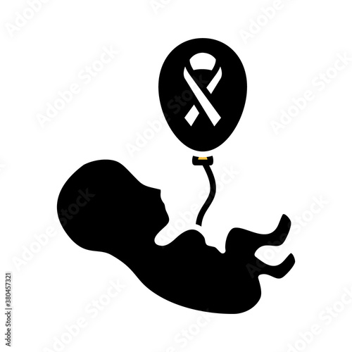 baby and balloon with down syndrome ribbon icon, silhouette style