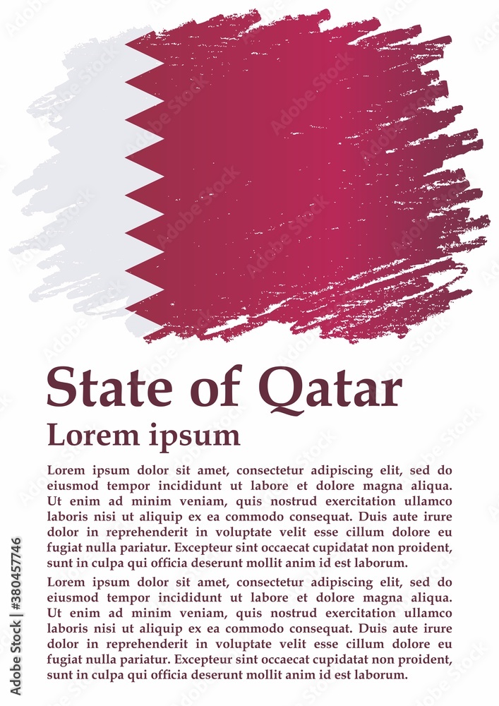 Flag of Qatar, State of Qatar. Template for award design, an official document with the flag of Qatar. Bright, colorful vector illustration for graphic and web design.