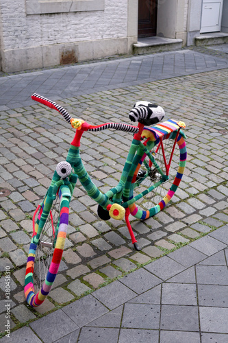 yarn bombing on a bicycle