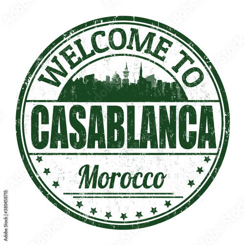 Welcome to Casablanca grunge rubber stamp