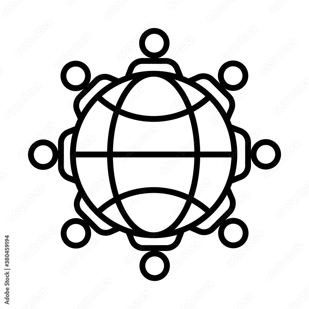 sphere browser with people around line style icon sphere browser with people around line style icon