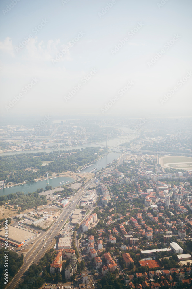 Belgrade city from a plane