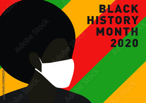 Black history month person with afro and face mask during coronavirus pandemic vector illustration