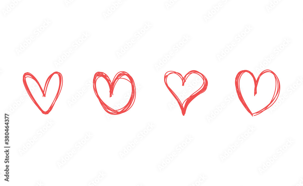 Heart doodles. Hand drawn heart illustrations. Valentine's day decoration scribbles. Sketch icons. Heart doodles. Hand drawn heart illustrations. Valentine's day decoration scribbles. Sketch icons.