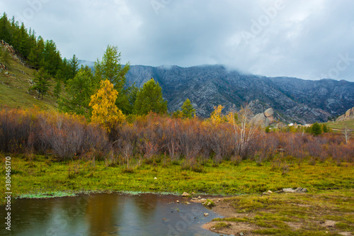 Landscapes and views in Gorkhi-Terelj National Park, Mongolia. Autumn season in Mongolia, Beautiful autumn nature.