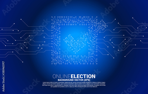 Check box icon from dot connect line circuit board style. concept for election vote theme background.