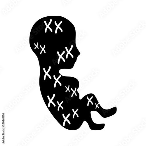 Fototapeta baby shape with chromosomes around, silhouette style