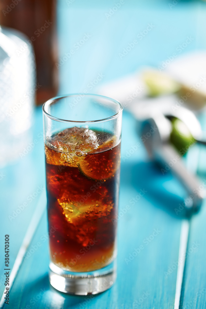Homemade cuba libre cocktail