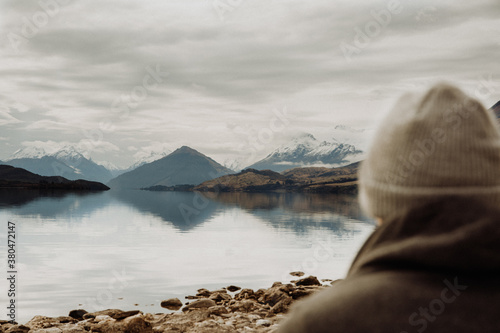 person watching the mountains