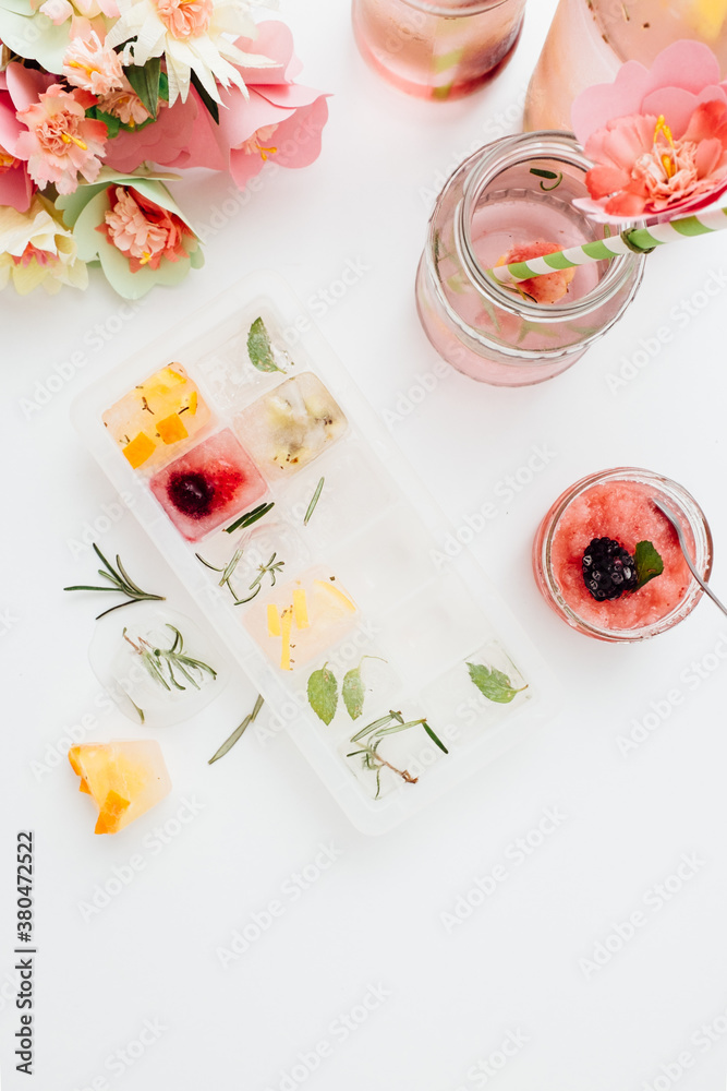 Fruity Ice Cubes and Rose Ice Tea Fruity Ice Cubes and Rose Ice Tea