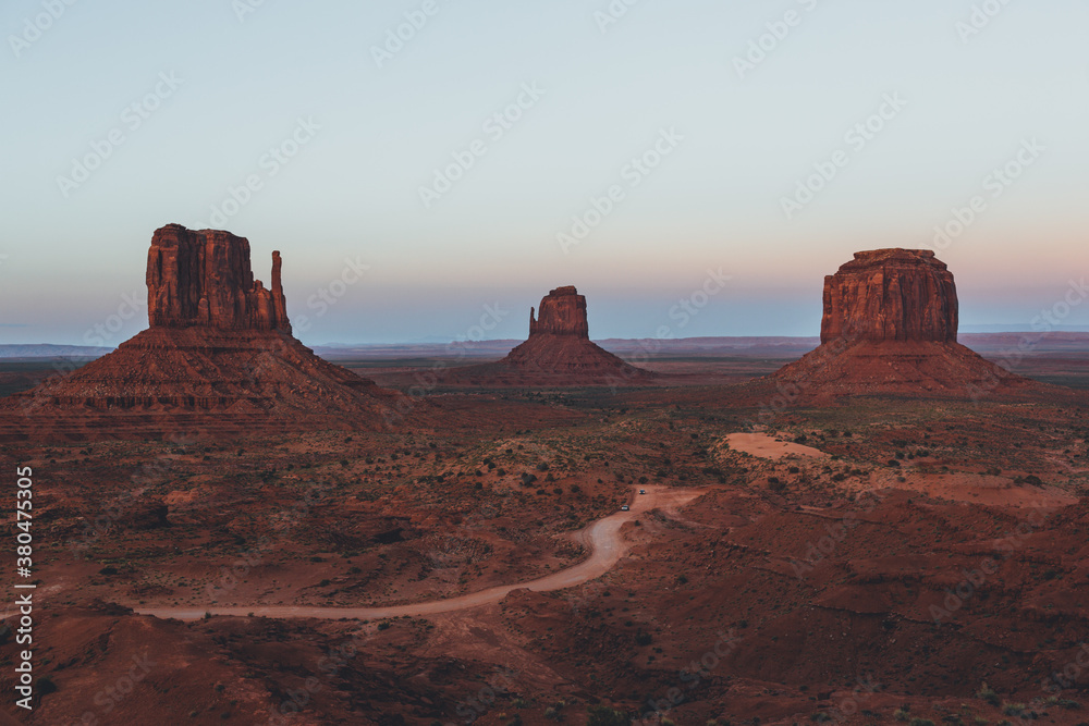 Landscape of Monument Valley after sunset Landscape of Monument Valley after sunset