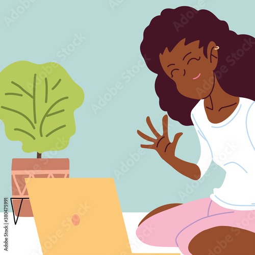 woman working remotely from her home