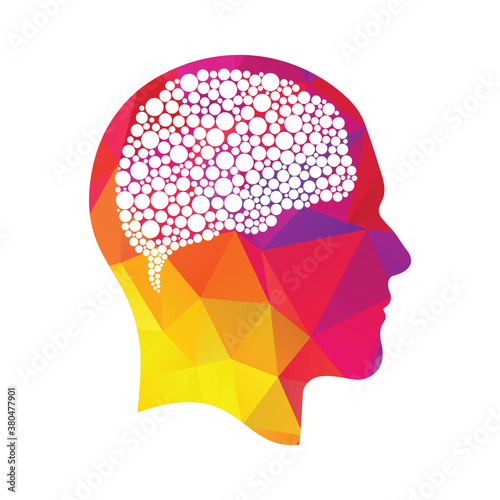 Head with bubbles brain vector illustration design. Human head and bubbles brain vector icon. Mind concept.