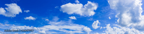Panorama blue sky with tiny clouds.