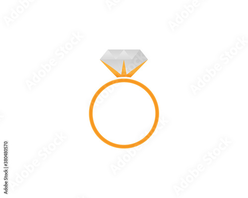 Wedding or engagement gold diamond ring in white background