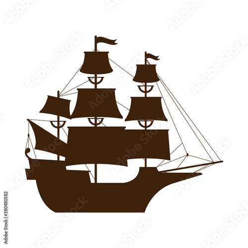caravel ship sailboat silhouette icon