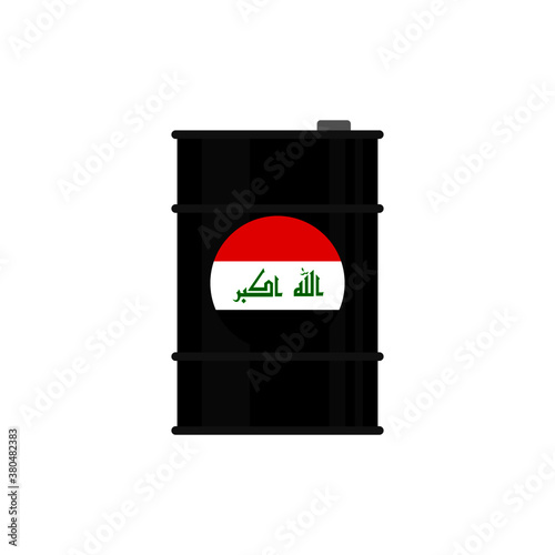 oil barrel and iraq flag on white background
