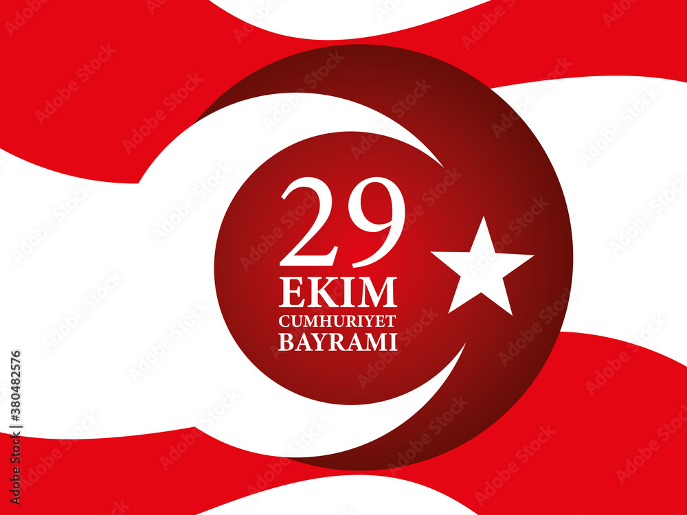 Obraz premium 29 ekim cumhuriyet bayrami with white turkish moon with star vector design