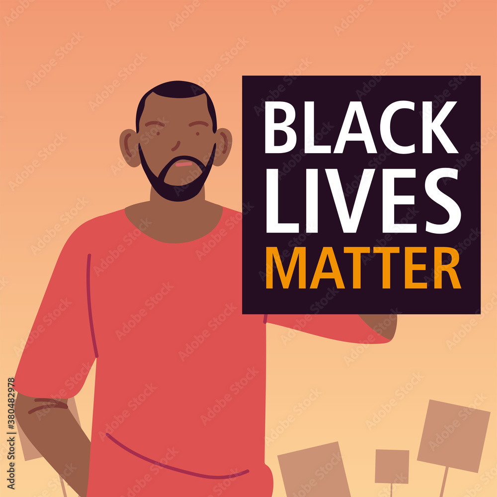 Black lives matter banner with man cartoon vector design Black lives matter banner with man cartoon vector design
