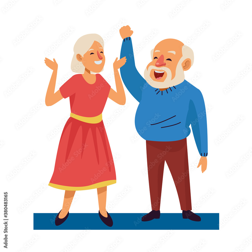 Obraz premium old happy couple persons avatars characters