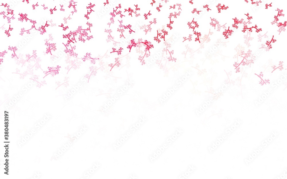 Light Red vector doodle background with branches. Light Red vector doodle background with branches.