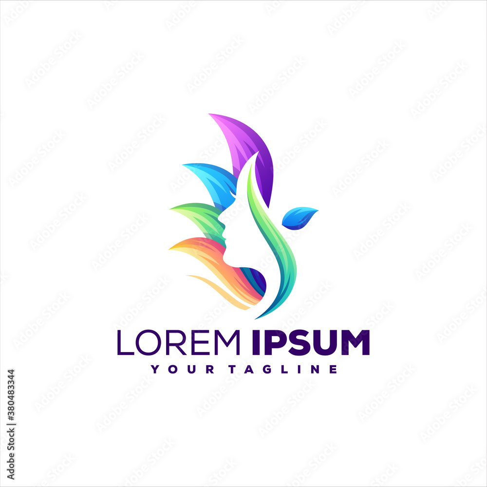 beauty lady gradient logo design beauty lady gradient logo design