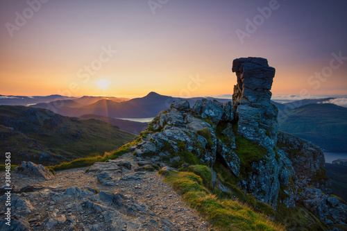 sunrise at Beinn Arthur also known as the Cobbler, Arrochar alps, argyll, west highlands, scotland.