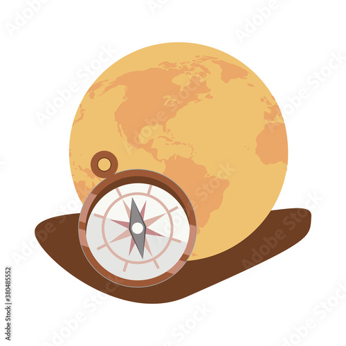 world earth map with compass guide