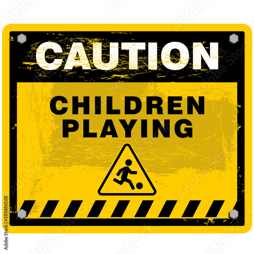 Caution, children playing, sign vector