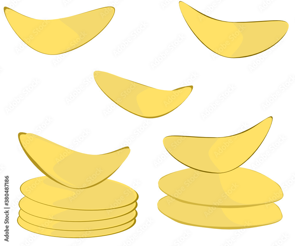 Potato chips, sliced, vector illustration American food Potato chips, sliced, vector illustration American food