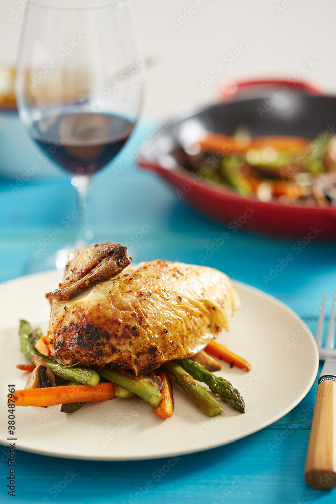 Beer can chicken with vegetables Beer can chicken with vegetables