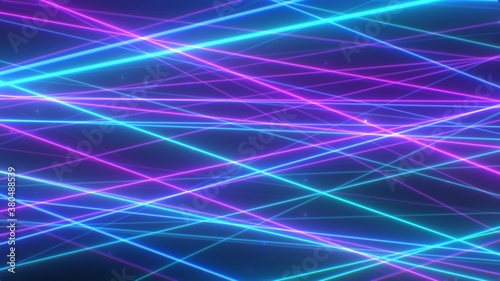 Retro Neon Laser Beam Lights Glow Sci-Fi Futuristic Synthwave Lines - Abstract Background Texture