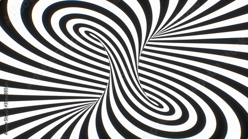 Twisted Black White Hypnotic Optical Illusion Psychedelic Stripes - Abstract Background Texture