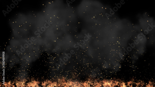 Background graphics of flame and smoke