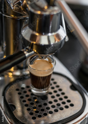Espresso from coffee maker photo