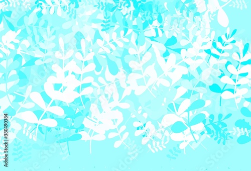 Light Blue, Green vector natural pattern with leaves.