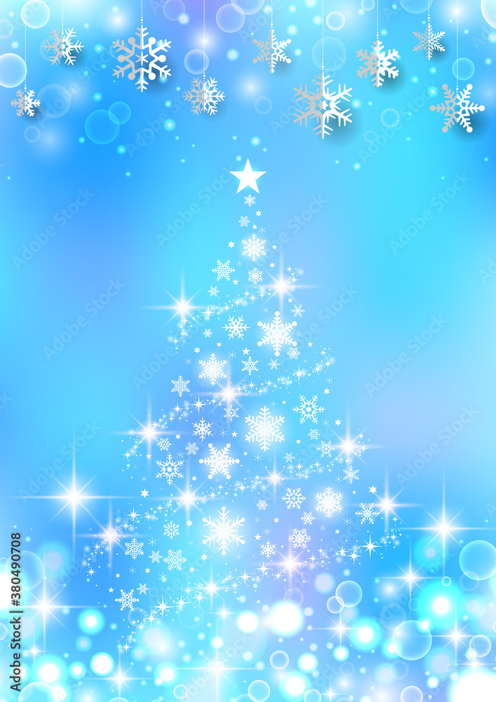 縦 キラキラ 雪の結晶のイルミネーションが美しいクリスマス背景 縦 キラキラ 雪の結晶のイルミネーションが美しいクリスマス背景