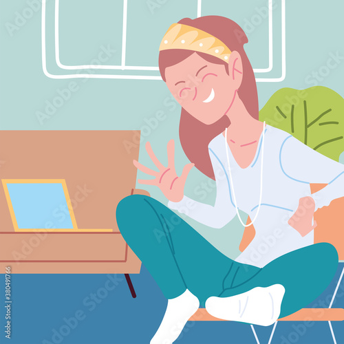 woman working remotely from her home