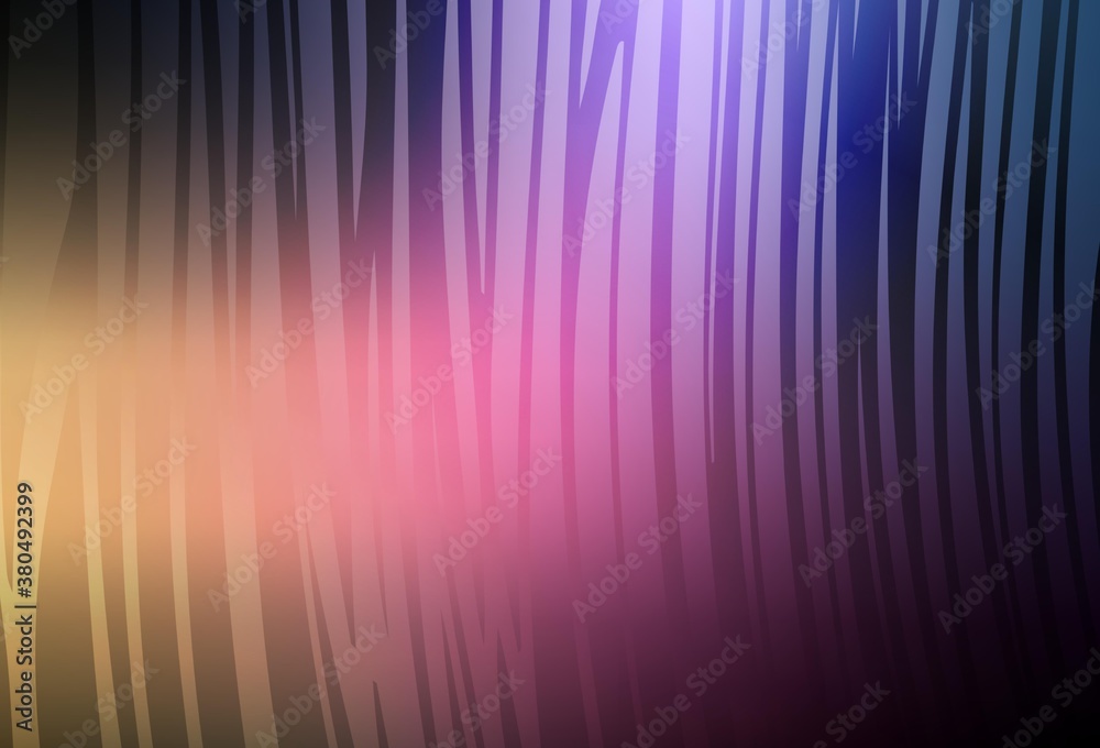 Dark Pink, Yellow vector background with curved lines.
