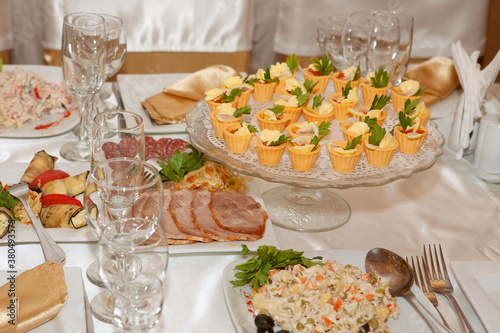 banquet table with food