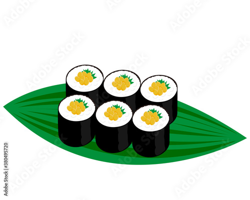 巻き寿司のベクターイラスト　納豆巻き