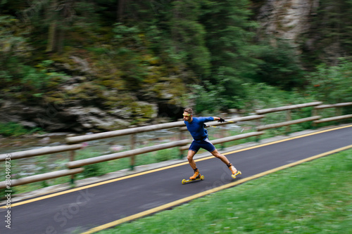 Athlete practice cross-country skiroll photo