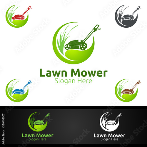 Lawn Mower Logo for Lawn Mowing Gardener Design
