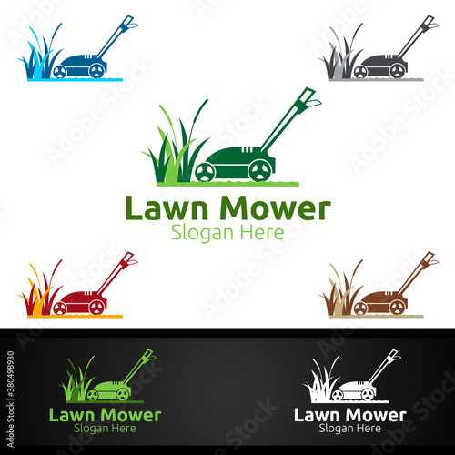 Lawn Mower Logo for Lawn Mowing Gardener Design